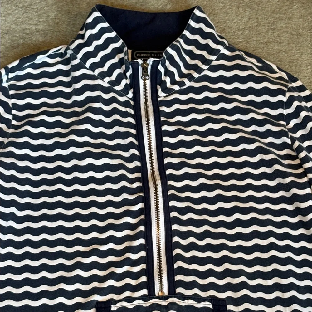 Duffield Lane blue and white striped mock turtleneck shirt / dress L